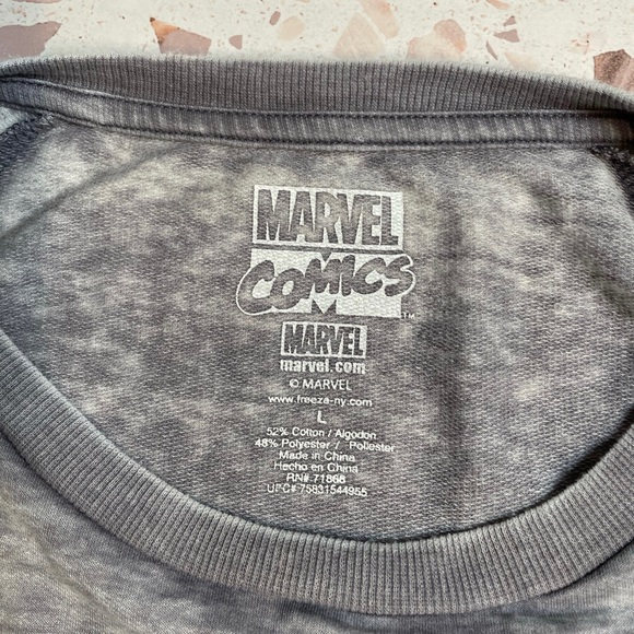 Marvel Comics Burnout Sweatshirt Gray Vintage Comic Design, size Large - Picture 4 of 4